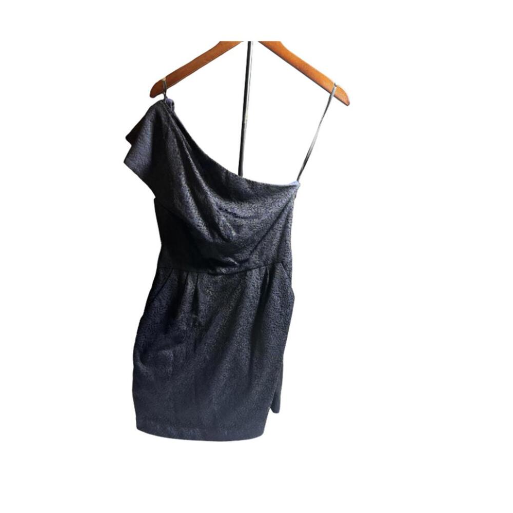 BCBG Generation One Shoulder Black & Blue Lace Dress Size 10
